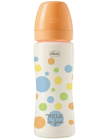 Chicco Perfect Easy Biberon Anti-Colica in Silicone 330ml Colore Arancione, 1 Pezzo