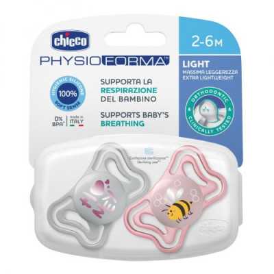 Chicco PhysioForma - Light Succhietto 2-6M Tettarella in Silicone Rosa, 2pz