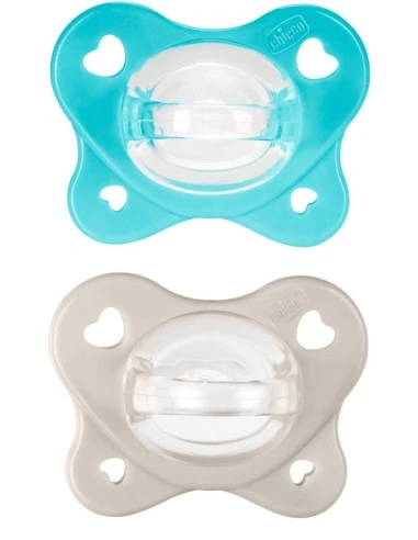 Chicco Physioforma - Dual Soft Succhietto Gommotto 6-16M Azzurro, 2 pezzi
