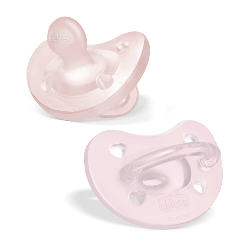 Chicco PhysioForma - Succhietto Gommotto 2-6M Soft in Silicone Rosa, 2 Pezzi