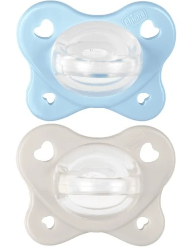 Chicco Physioforma - Dual Soft Succhietto Gommotto 2-6M Azzurro, 2 pezzi