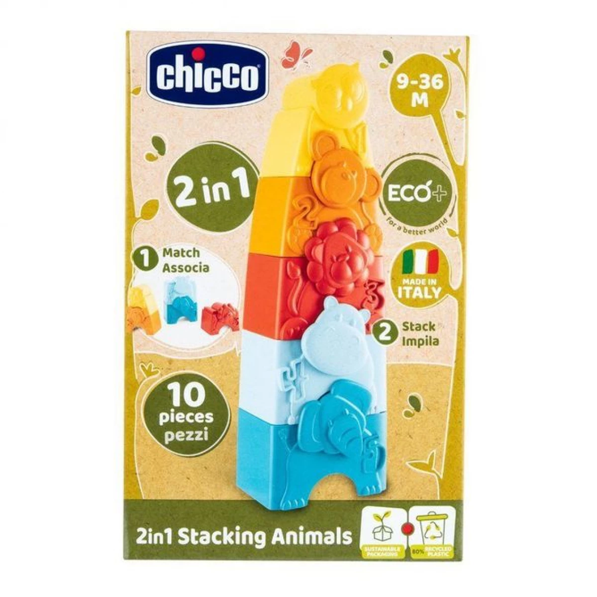 Chicco Animali Impilabili 2 in 1 Gioco per Bambini 9-36 mesi