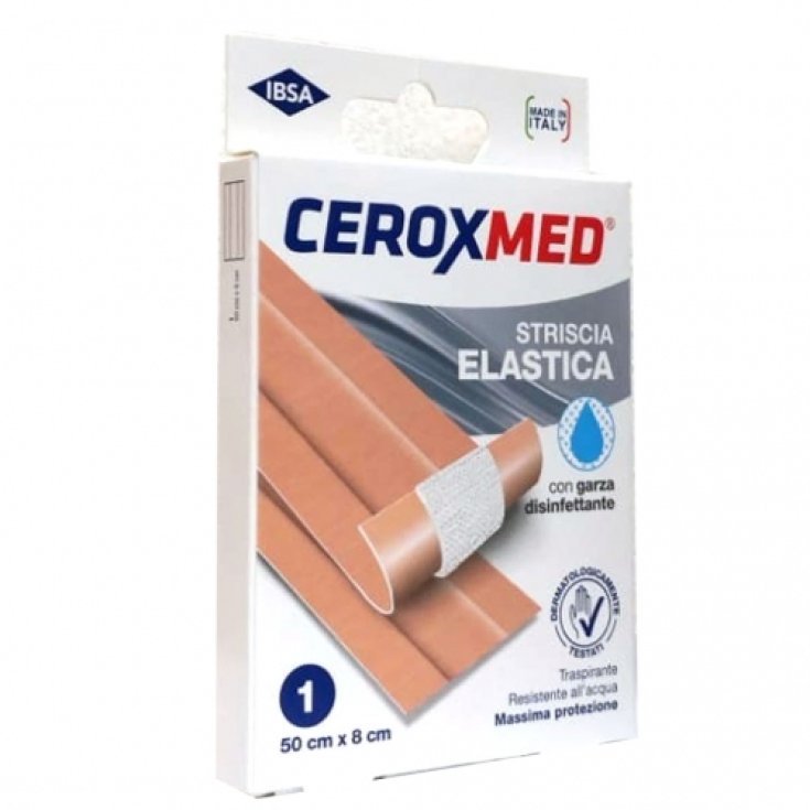 Ceroxmed Cerotto Striscia Elastica con Garza Disinfettante 50 x 8cm, 1 striscia